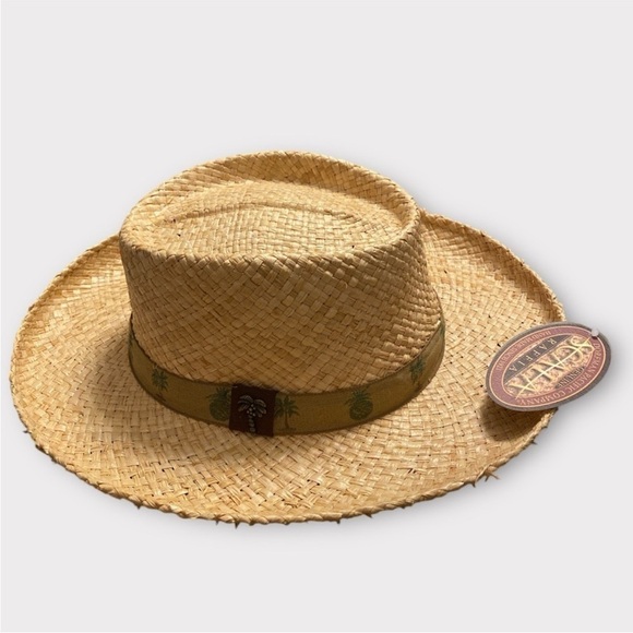 SCALA Straw Raffia Gamblers Wide Brim Straw Hat Natural Neutral New with tags - Picture 11 of 11